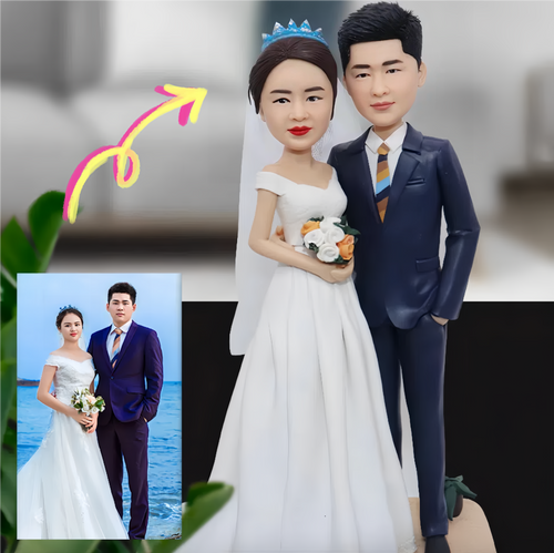 お写真から作る3d似顔絵オリジナルウェディング フィギュア・結婚 式 ウェルカム フィギア - 二人　ポリマー粘土人形　制作依頼サービス