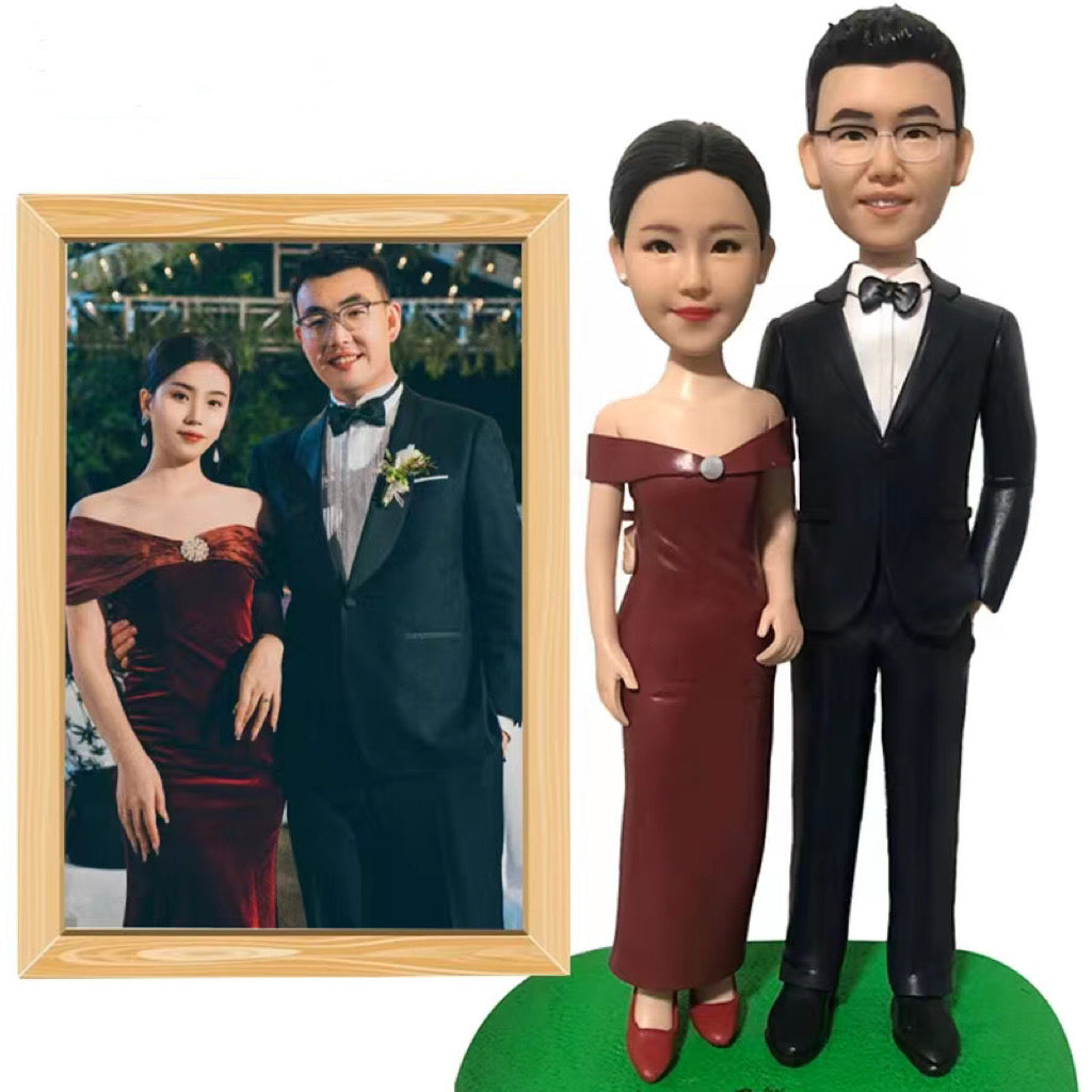 オーダーメイド】お写真から作る3d似顔絵オリジナルウェディング フィギュア・結婚 式 ウェルカム フィギア - 二人 ポリマー粘土人形 制 –  UnimStar